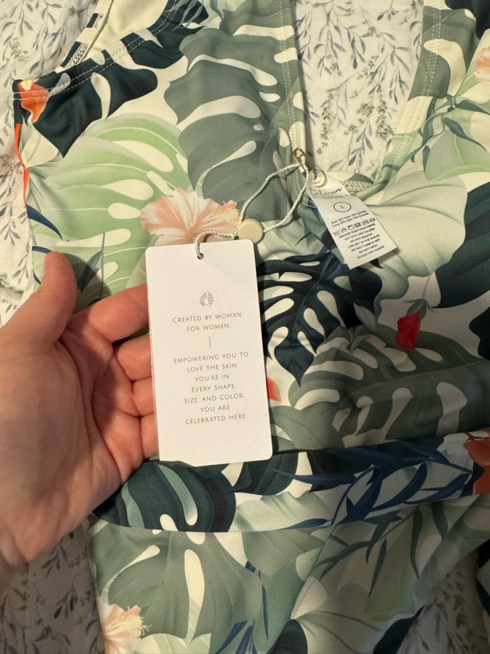 Brand New With Tags / Toluca Artemis Cheeky Tropical Print Swimsuit with Sash - Picture 3 of 3